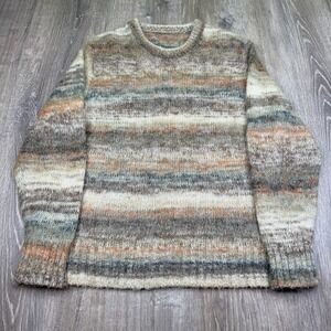 Corridor NYC Mens Multicolor Space Dye Striped Mohair Crewneck Sweater Size L
